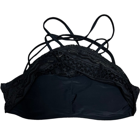 NWT Hula Honey High Neck Bikini Swim Top Black Lace Overlay XS S M XL Juniors' - Picture 6 of 13